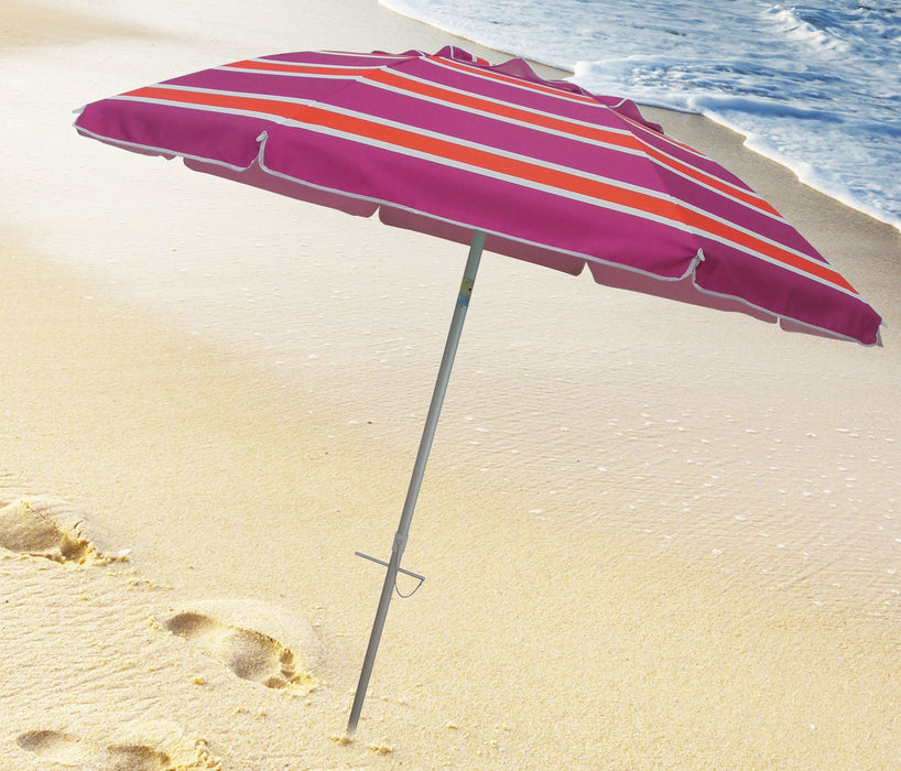 7ft Striped Beach Umbrella with Carry Bag