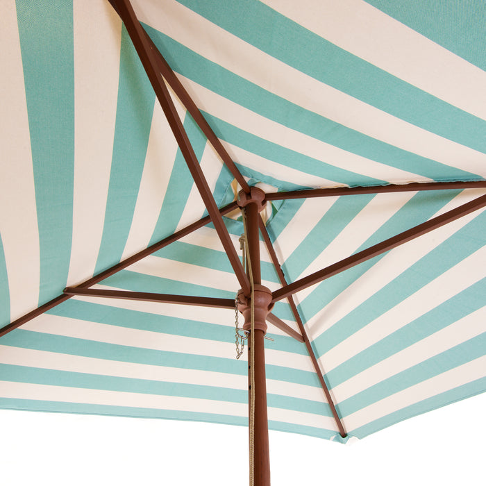 6.5 ft Classic Wood Square Market Patio Stripe Umbrellas