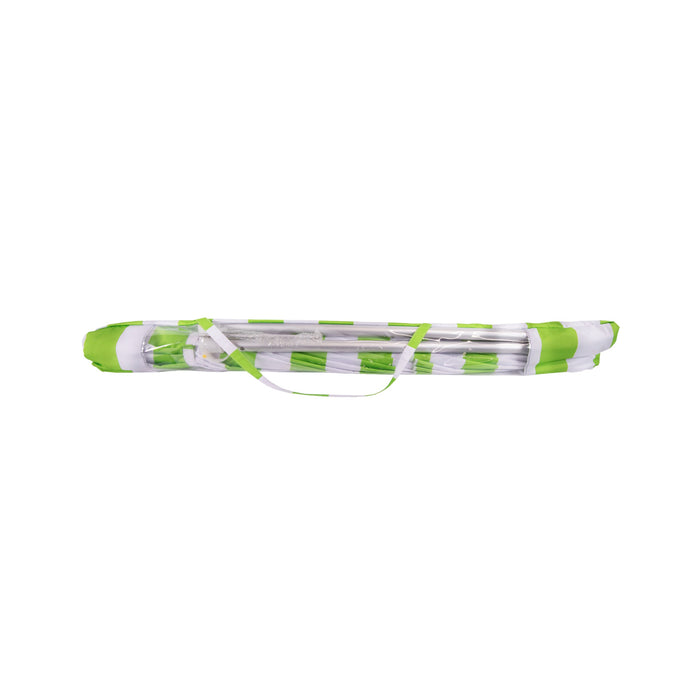 Deluxe 8 ft Lime Green and White Stripe Patio & Beach Umbrella with Travel Bag