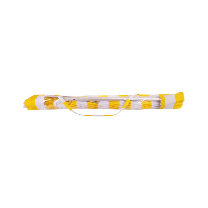 Deluxe 8 ft Yellow and White Stripe Patio & Beach Umbrella with Travel Bag